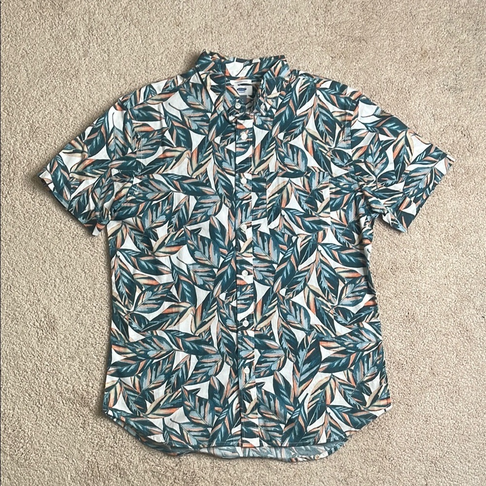 Old Navy Blue and White Casual Button Down Shirt